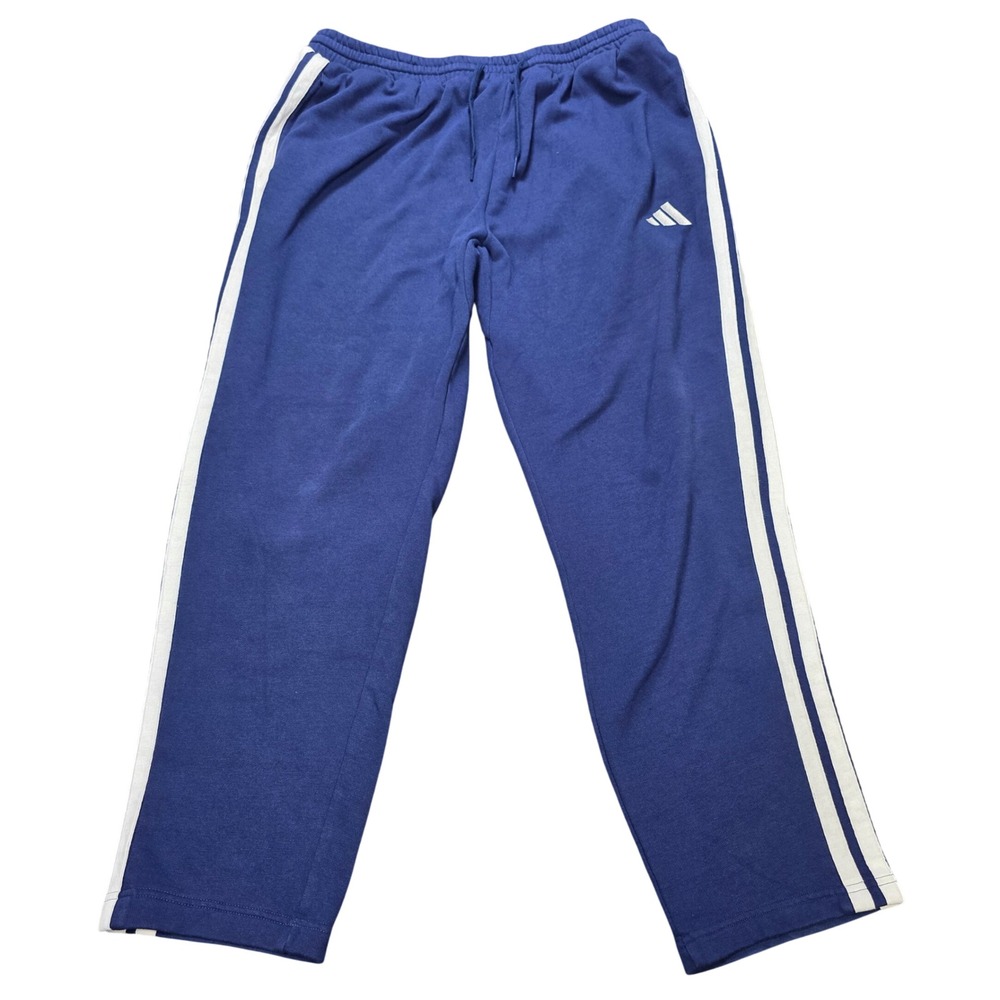 Adidas Fleece Sweatpants Track Pants Men's Size XL Blue White Three Stripe